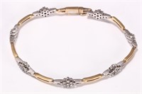 18ct Duotone Gold and Diamond Link Bracelet,