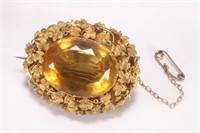 Early 20th Century 14ct Gold Citrine Brooch,