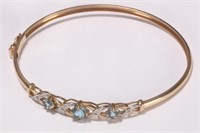 9ct Gold Topaz and Diamond Bangle,