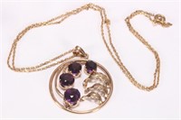 14ct Gold and Amethyst Pendant on Chain,
