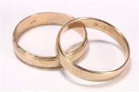 Two Gents 9ct Yellow Gold Bands,