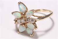 Australian 14ct Gold Opal and Diamond Ring,