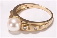 14ct Gold, Pearl and Sapphire Ring,