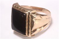 Gents 9ct Gold Onyx Ring,