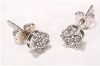 10ct White Gold Diamond Stud Earrings,