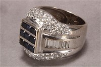 18ct White Gold, Sapphire and Diamond Ring,