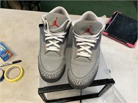 Air Jordans grey in color, sz. 12 w/ plastic box