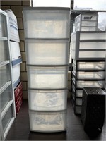 5 drawer plastic storage bins, no wheels