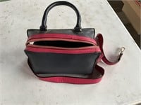 Red and black handbag