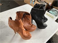2 pair high heeled boots sz. 7.5