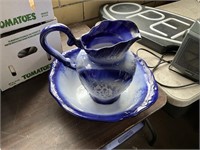 Blue pitcher and bowl
