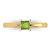 14Kt Yellow Gold Natural Peridot Promise Ring