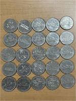 25- Cdn Nickle Dollars-Various Years