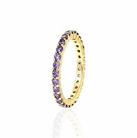18K Yellow Gold Plated Genuine Amethyst Ring
