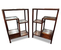 Pair of Chinese Hardwood Open Display Stands,