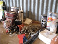 Tabletop of garage items