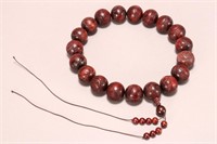 Chinese Carved Wooden Bead Necklace,