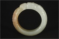 Chinese Carved Jade Child's Bangle,