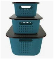 SET OF 3 RED-3 GREEN STORAGE CONTAINERS WITH LIDS