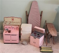 Vintage Doll Furniture Stove Ironing Board Sweeper