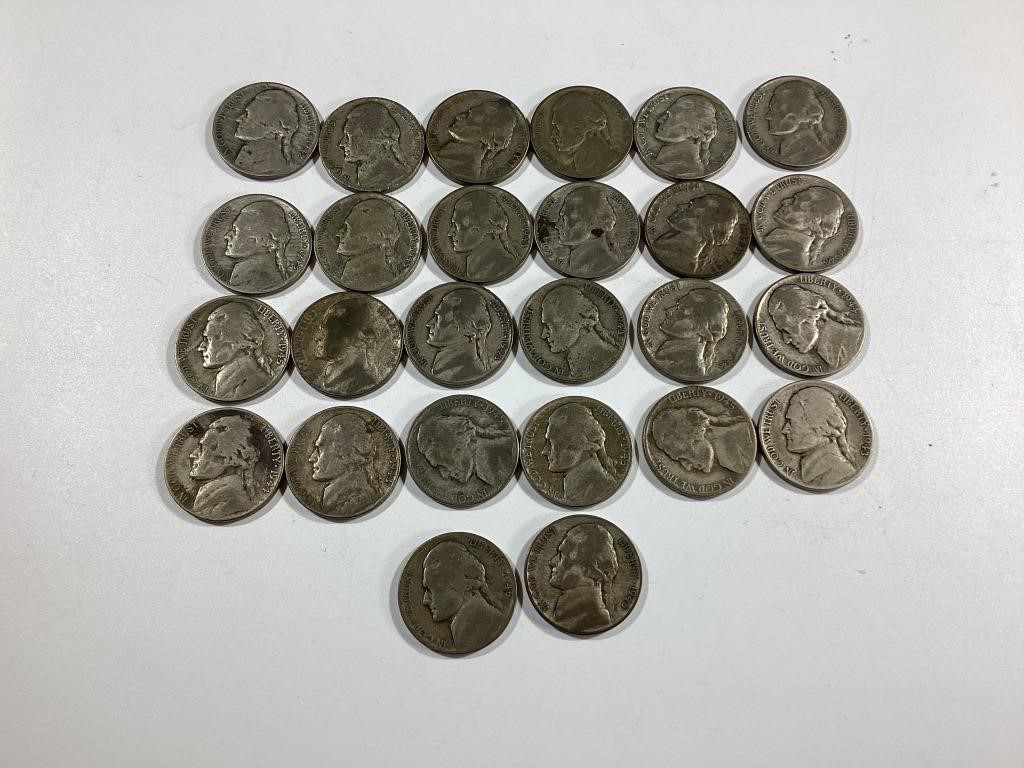 26 Silver World War II Nickels,35% Silver
