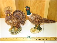 Pine Cone & Ceramic Pheasant & Turkey