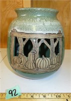 Signed Pottery Pot - Votive Candle Pot