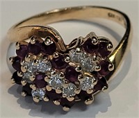 A diamond and rubies cluster ring