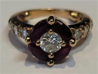 A diamond and ruby ring in 18k gold