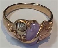 Lavender jade ring in 10K gold