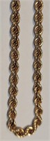 One rope chain in 10k yellow gold