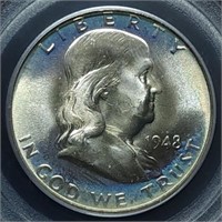 1948 Franklin Silver Half Dollar PCGS MS65 FBL