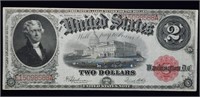 1917 $2 Red Seal Legal Tender Banknote Nice!