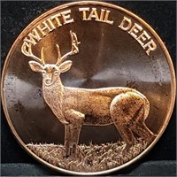 1oz Copper Bullion White Tail Deer Round BU