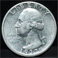 1932-D Washington Silver Quarter, Key Date, Nice!