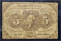 5 Cent US Fractional Currency Note