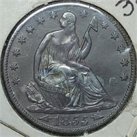 1855-O Arrows Seated Liberty Silver Half Dollar AU
