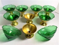 Vintage Aluminum & Emerald Green Blown Glass