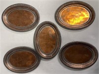 Signed Silver Toned Oval Trays/Dishes/Coasters