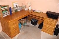 LARGE WOOD DESK WITH CHAIR