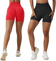 MAYROUND 2 Pack Seamless Gym Shorts for Women