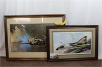 Signed WWII Aviation "Mig, Spitfire" Art Prints