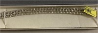 Diamond topaz OVL bracelet in platinum overlay