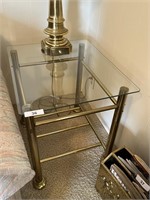 Brass Side Table w/ Glass Top