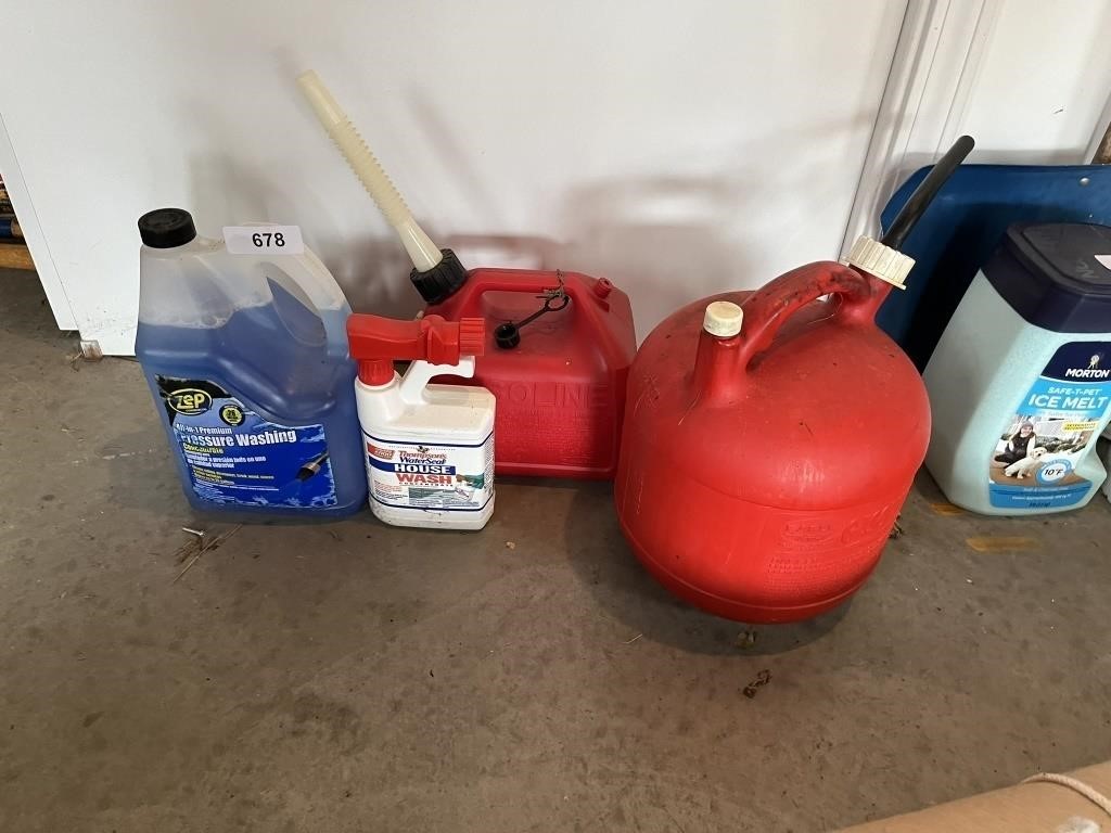 (2) Gas Cans & Pressure Washing Soaps