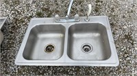 Stainless steel, double sink and faucet