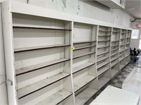 SIX SECTION WOODEN SHELVING