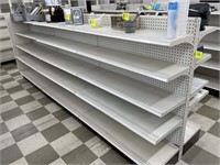 THREE SECTIONS OF METAL STORE SHELVING TOTAL APPRO