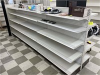 THREE SECTIONS OF METAL STORE SHELVING TOTAL APPRO