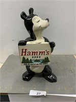 Ceramic Hamm's Beer bear bank, chip on coin slot